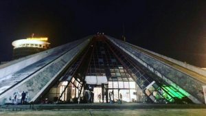 Pyramid of Tirana night view